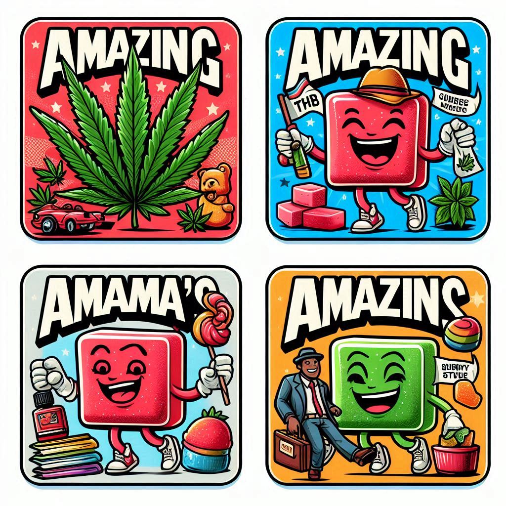 "Amazing Mama's Gummy Squares 300mg Vegan - A package of delicious, vegan-friendly gummy squares infused with 300mg of premium cannabis. Each square is made with natural ingredients for a tasty and healthy treat, perfect for a relaxing experience."